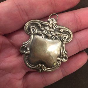 Pendant Antique Art Nouveau Sterling Silver Floral No Monogram Women's Jewelry